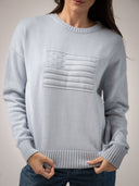 Beau & Ro Sweater Monochrome American Flag Sweater in Light Blue