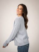 Beau & Ro Sweater Monochrome American Flag Sweater in Light Blue