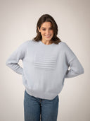 Beau & Ro Sweater Monochrome American Flag Sweater in Light Blue