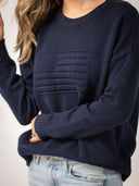 Beau & Ro Sweater Monochrome American Flag Sweater in Navy