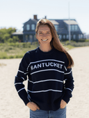 Beau & Ro Sweater Nantucket Striped Sweater in Navy & White