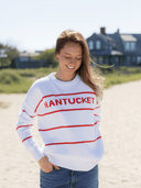 Beau & Ro Sweater Nantucket Striped Sweater in White & Firecracker