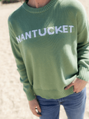 Beau & Ro Sweater Nantucket Sweater in Sage & White