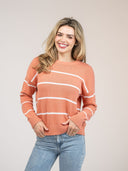 Beau & Ro Sweater Striped Sweater in Nantucket Red
