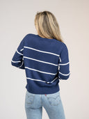 Beau & Ro Sweater Striped Sweater in Navy