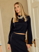 Beau & Ro Sweater The Shimmer Crewneck | Black