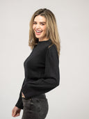 Beau & Ro Sweater The Shimmer Crewneck | Black