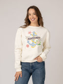 Beau & Ro Sweater White Nantucket Anchor Crewneck Sweatshirt