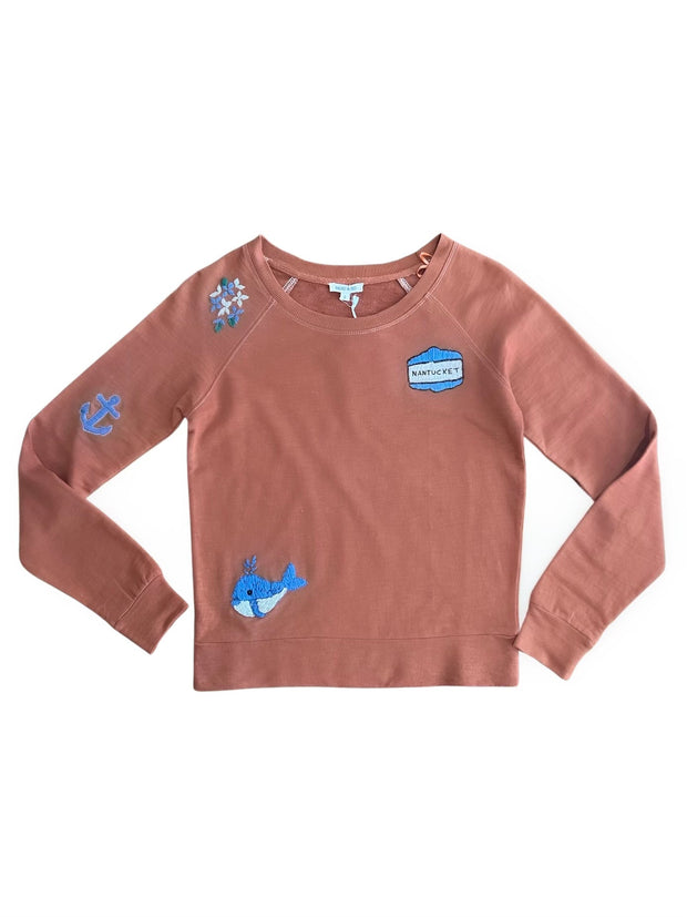 Beau & Ro Sweatshirt Beau & Ro | Embroidered Nantucket Sweatshirt in Rust