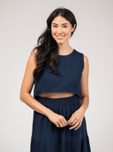 Beau & Ro Top Small SAMPLE | The Beach Tank | Navy Gauze | Small