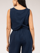 Beau & Ro Top Small SAMPLE | The Beach Tank | Navy Gauze | Small