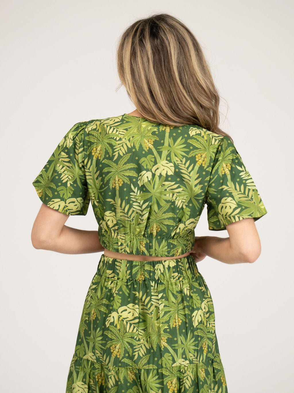 Beau & Ro Top The Abby Top | Dark Green Palm Leaf