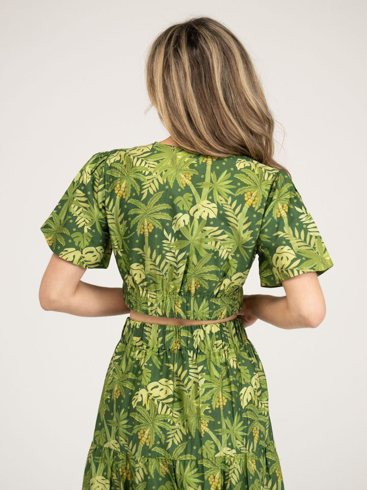 Beau & Ro Top The Abby Top | Dark Green Palm Leaf