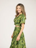 Beau & Ro Top The Abby Top | Dark Green Palm Leaf