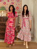 Beau & Ro Top The Abby Top | Eco Pink & Red Ikat