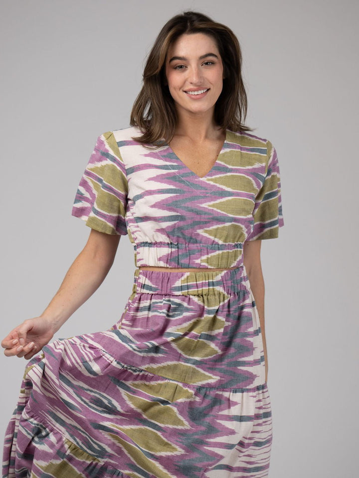 Beau & Ro Top The Abby Top | Eco Purple Ikat