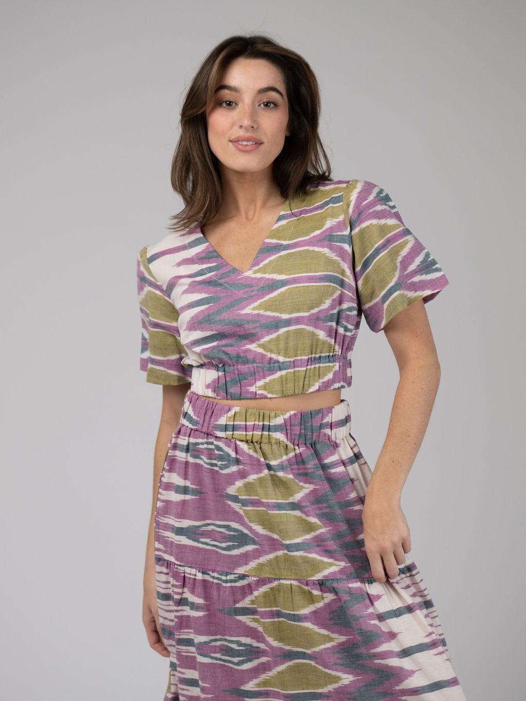 Beau & Ro Top The Abby Top | Eco Purple Ikat
