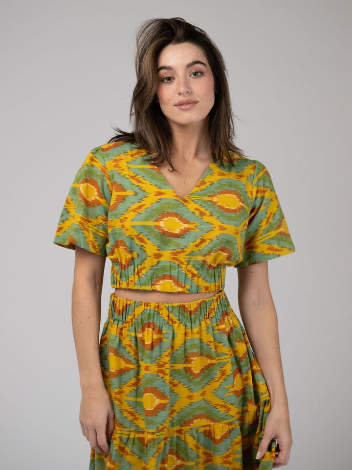 Beau & Ro Top The Abby Top | Eco Yellow Ikat