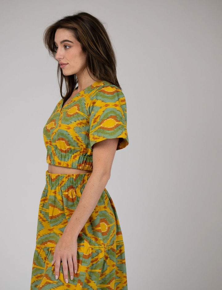 Beau & Ro Top The Abby Top | Eco Yellow Ikat