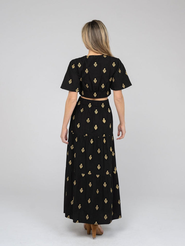 Beau & Ro Top The Abby Top | Gold & Black Embroidery