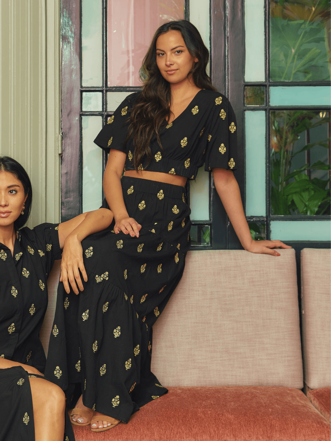 Beau & Ro Top The Abby Top | Gold & Black Embroidery