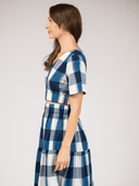 Beau & Ro Top The Abby Top | Navy Check Ikat