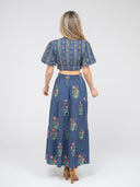 Beau & Ro Top The Abby Top | Navy Jaipur Floral