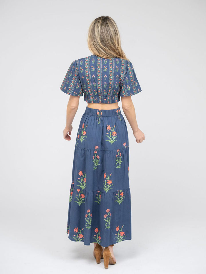 Beau & Ro Top The Abby Top | Navy Jaipur Floral