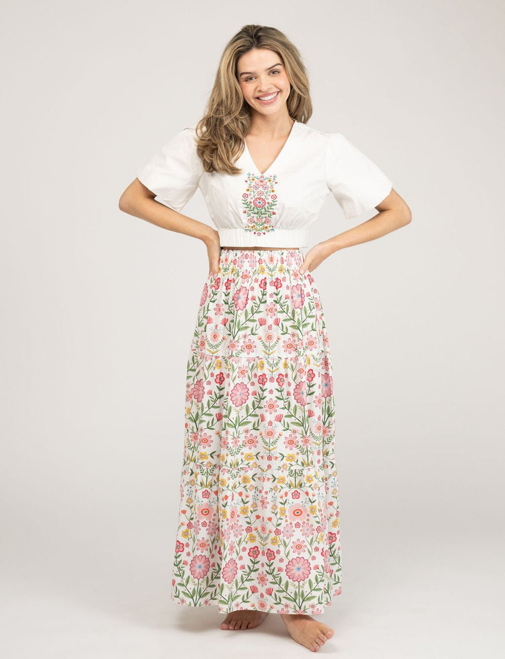 Beau & Ro Top The Abby Top | Pink Folk Flower
