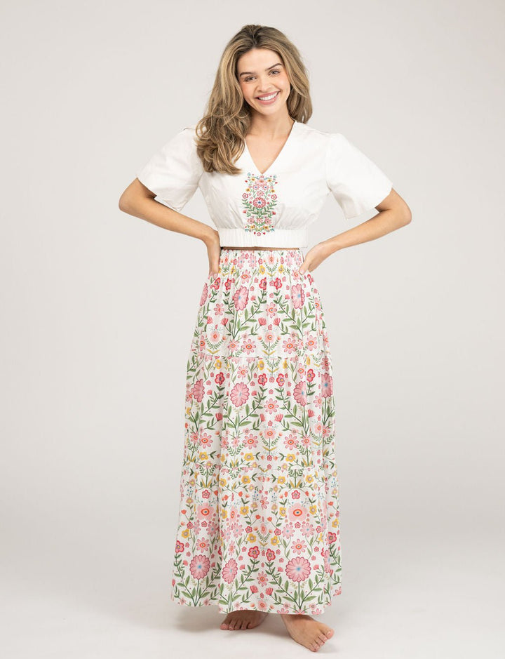 Beau & Ro Top The Abby Top | Pink Folk Flower