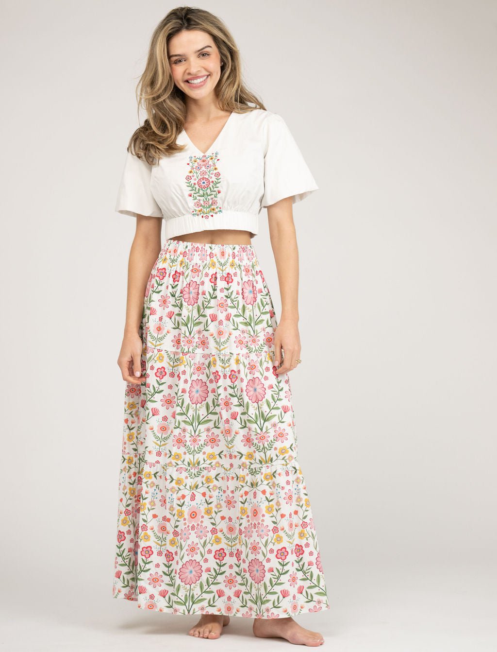 Beau & Ro Top The Abby Top | Pink Folk Flower