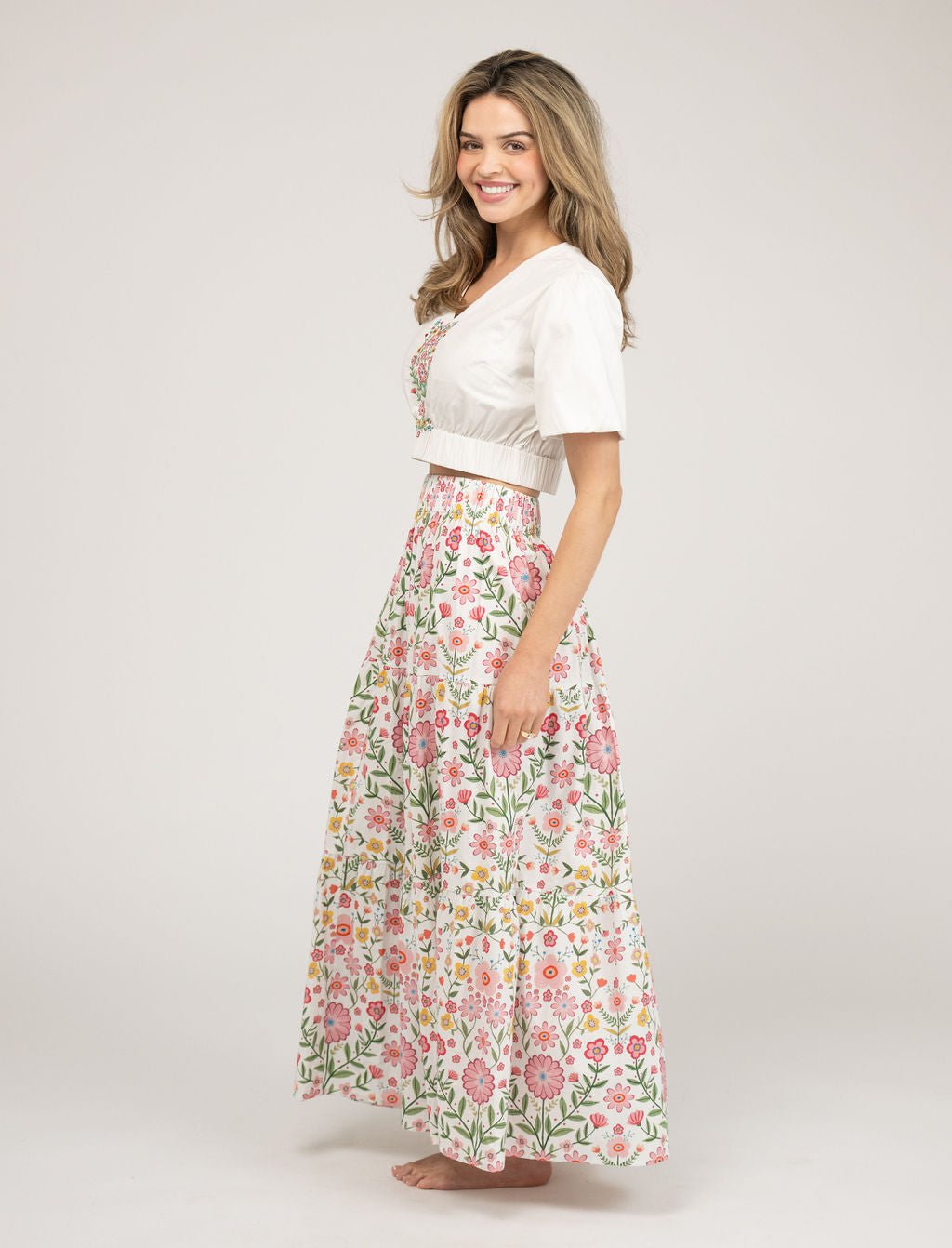 Beau & Ro Top The Abby Top | Pink Folk Flower
