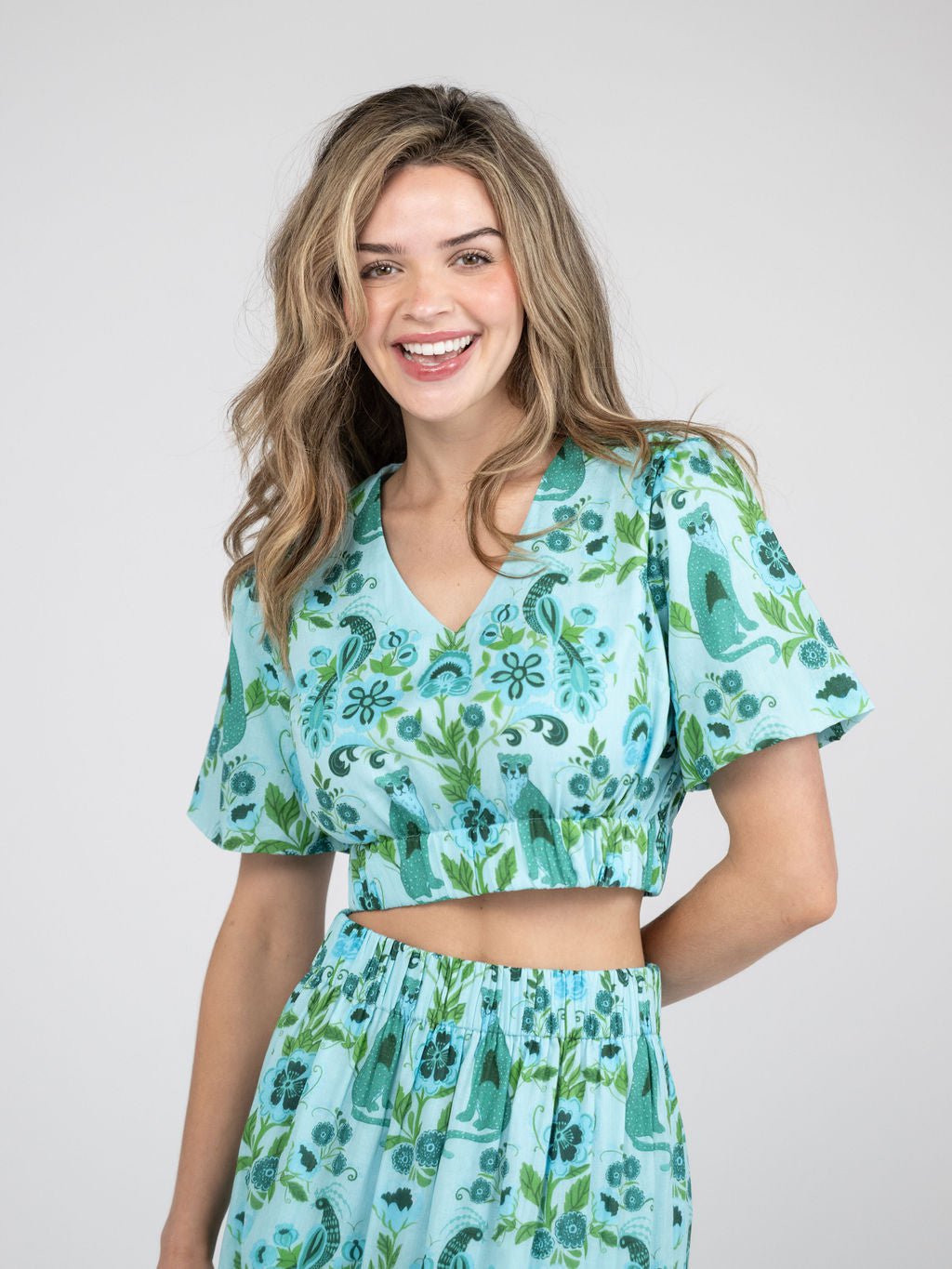 Beau & Ro Top The Abby Top | Turquoise Leopard Love