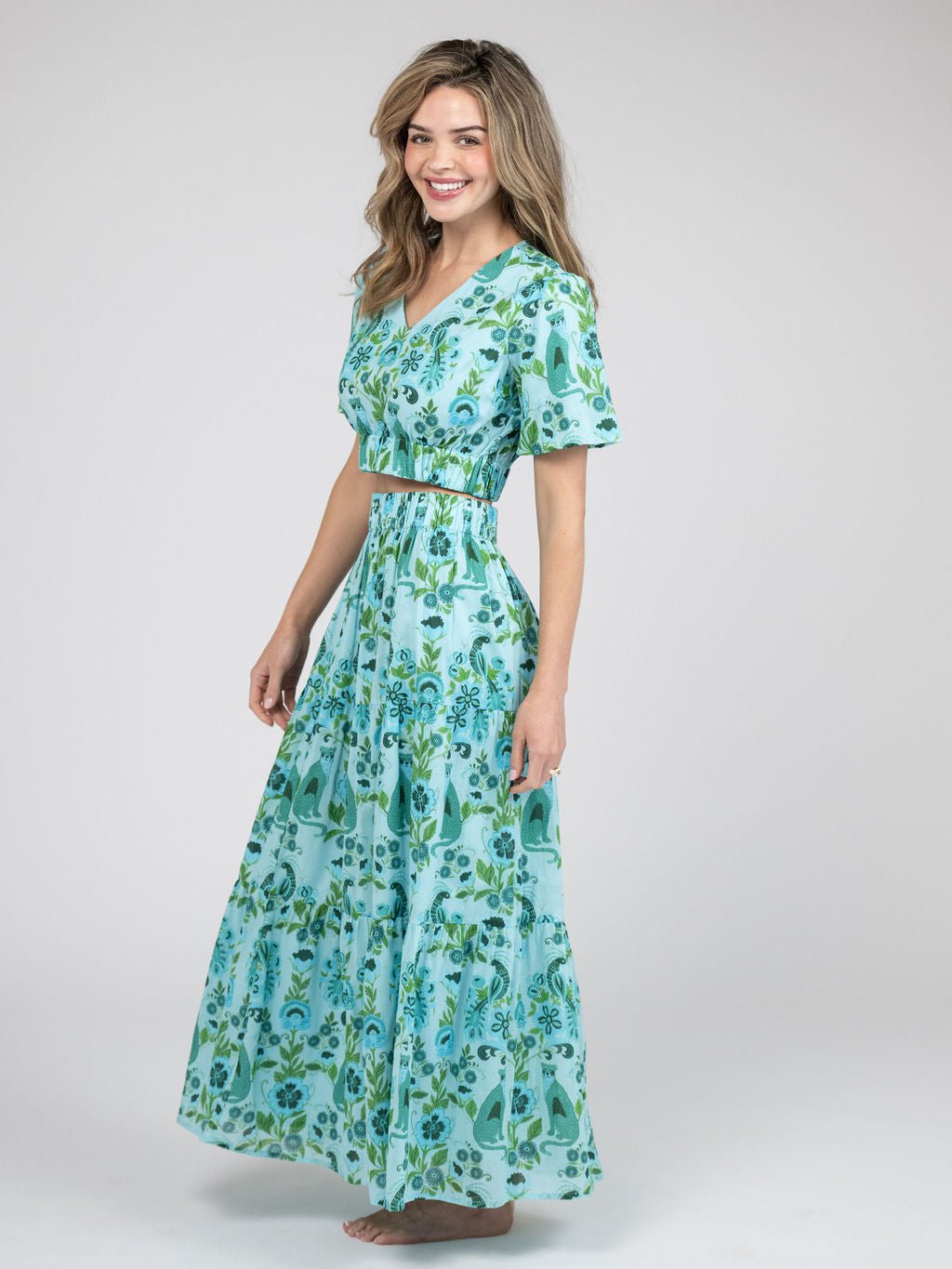 Beau & Ro Top The Abby Top | Turquoise Leopard Love