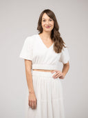 Beau & Ro Top The Abby Top | White Seersucker