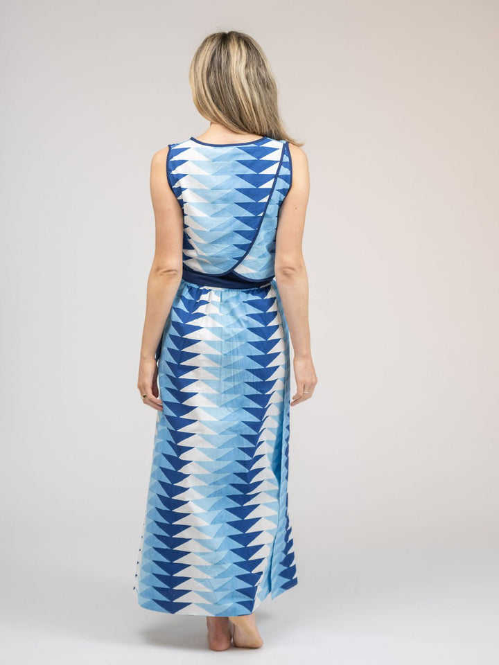 Beau & Ro Top The Beach Tank | Ocean Blockprint Bagru Triangle