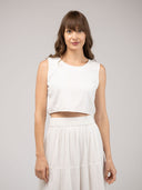 Beau & Ro Top The Beach Tank | White Seersucker