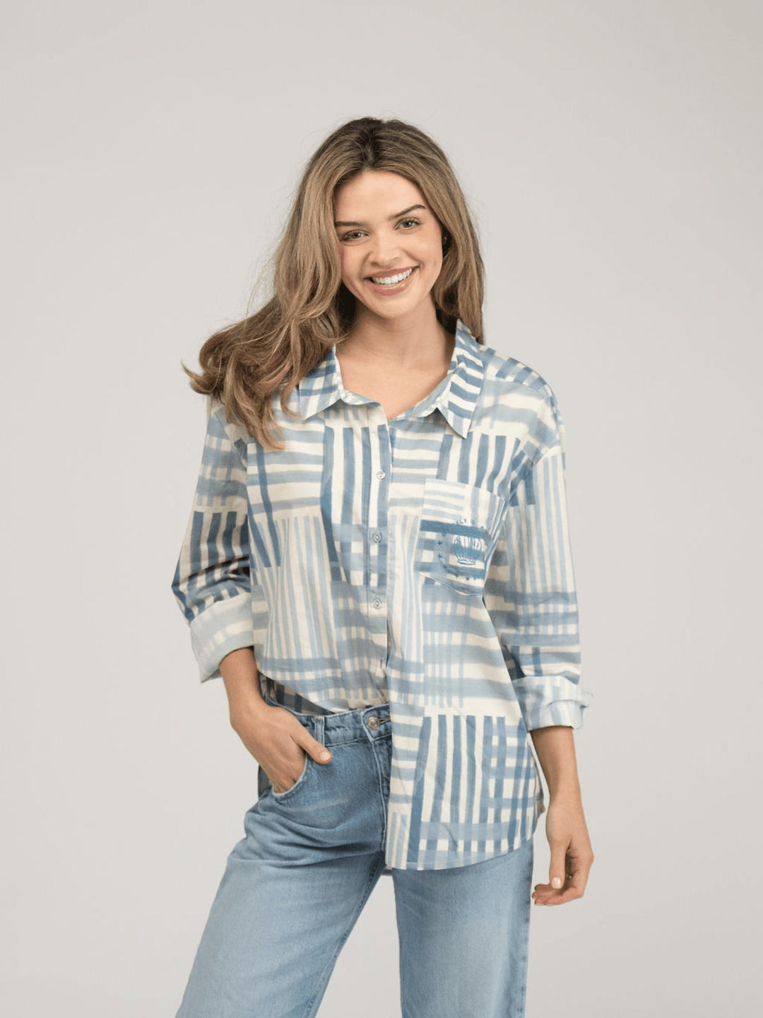 Beau & Ro Top The Big Shirt | Blue Check