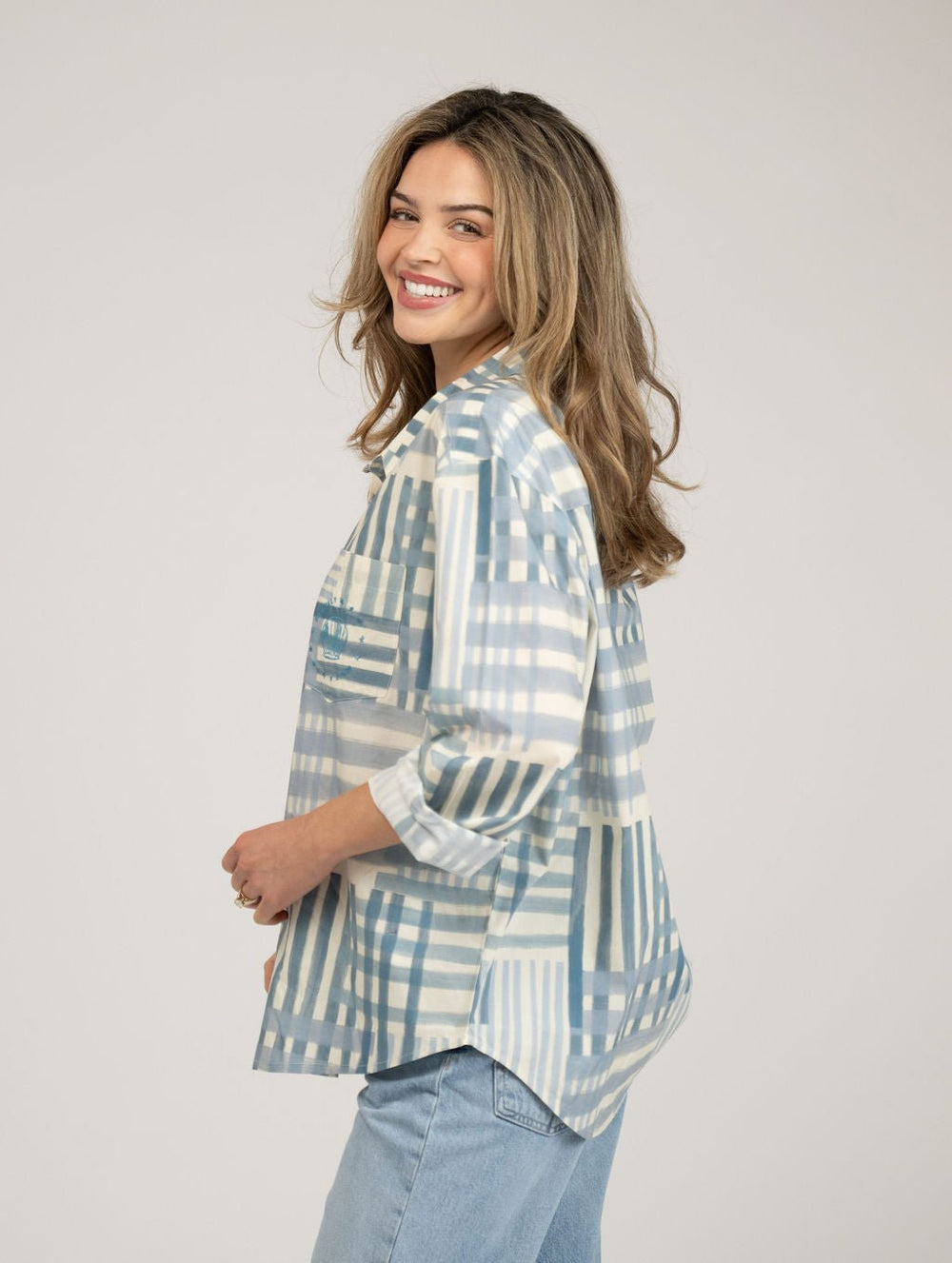 Beau & Ro Top The Big Shirt | Blue Check