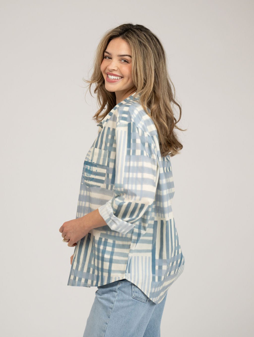 Beau & Ro Top The Big Shirt | Blue Check