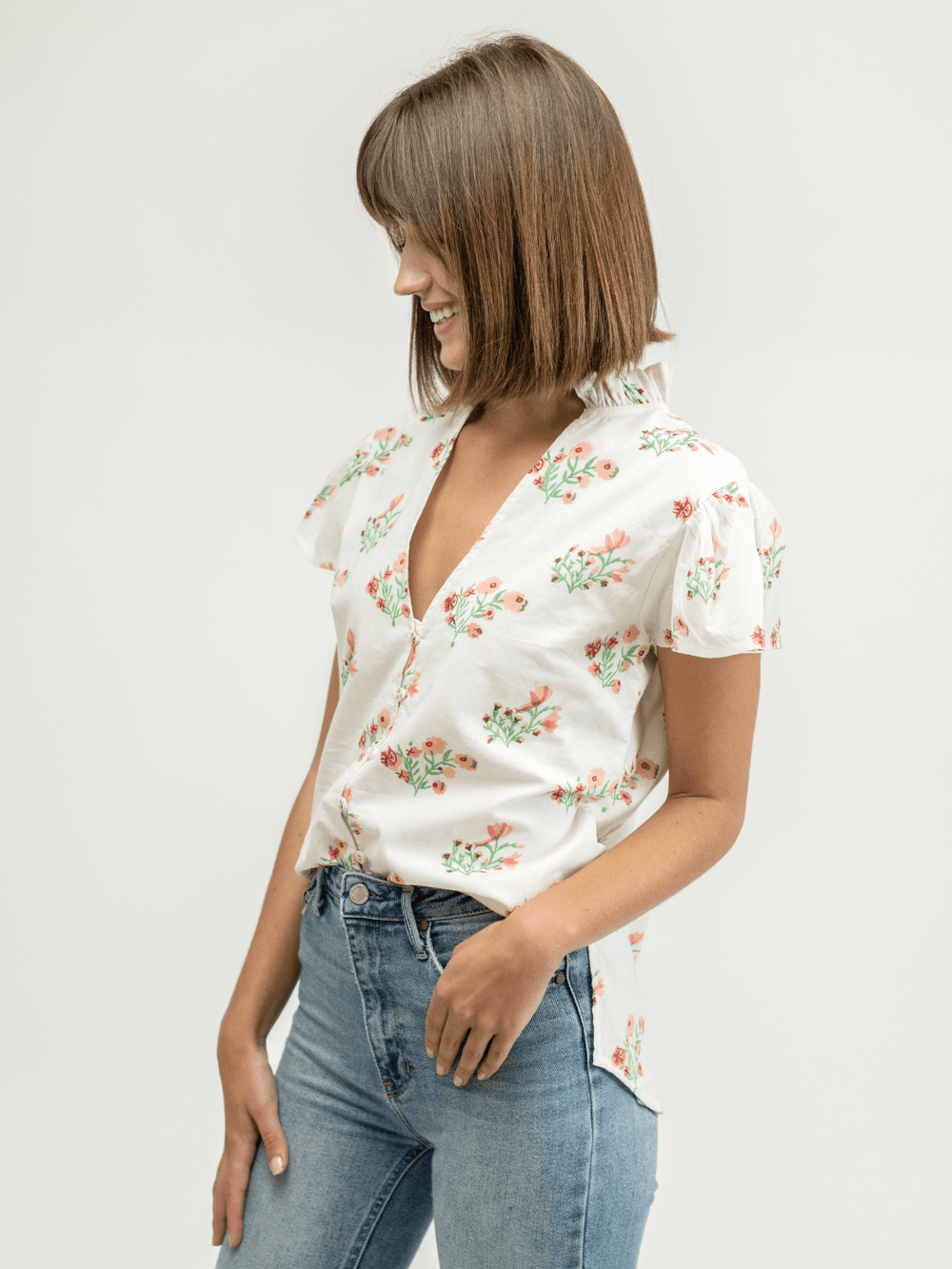 Beau & Ro Top The Flutter Top | Pink Floral