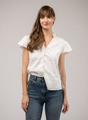 Beau & Ro Top The Flutter Top | White Seersucker