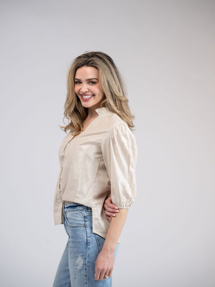 Beau & Ro Top The Lily Top | Beige Lurex