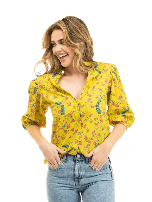 Beau & Ro Top The Lily Top | Chartreuse Peacock