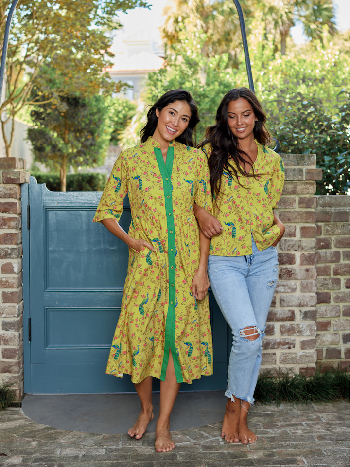 Beau & Ro Top The Lily Top | Chartreuse Peacock