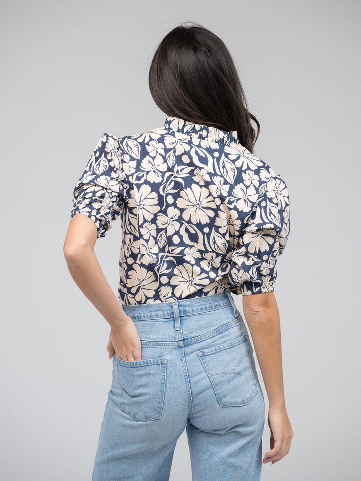 Beau & Ro Top The Lily Top | Navy Flower Power