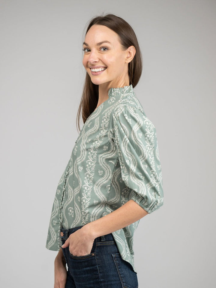 Beau & Ro Top The Lily Top | Sage Virginia Stripe