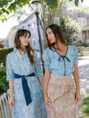 Beau & Ro Top The Louisa Top in Blue Mughal Block