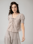 Beau & Ro Top The Louisa Top in Brown Stripe