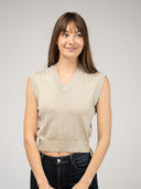 Beau & Ro Top The Shimmer Vest | Champagne